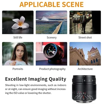 7Artisans 55mm F1.4 II Manual Focus Prime Lens for E/FX/EOS-M/M43-Mount Camera Sony NEX-6R NEX-7 A3000 A5000 A5100 A6000 detail image