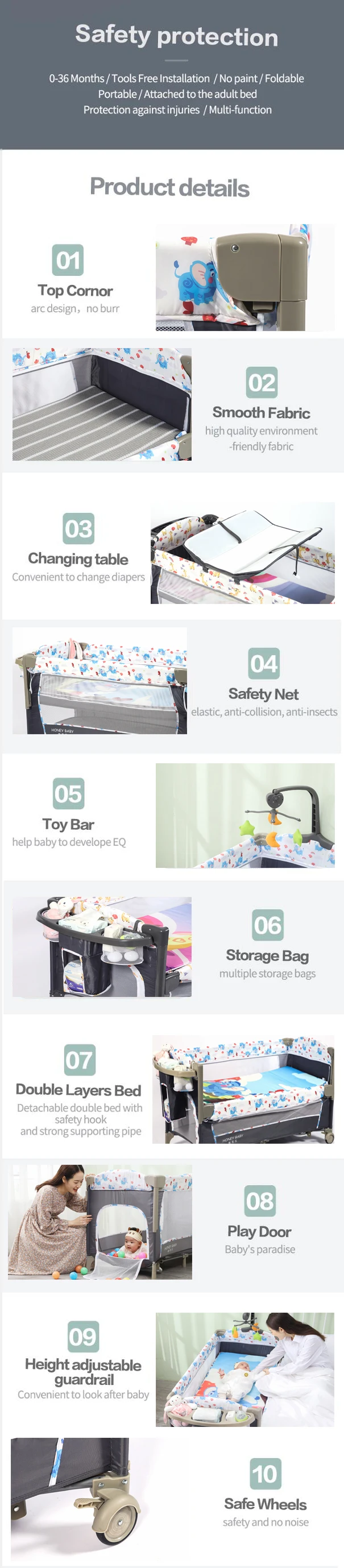 Practical Camp Newborn Cribs Folding Travel Playpen Portable Bedding ...