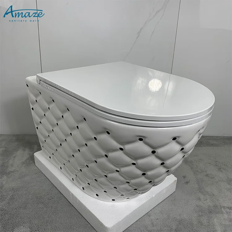 Luxury style good quality wall mounted electroplate bathroom ceramic sanitary ware wc commode color wall hung toilet bowl factory