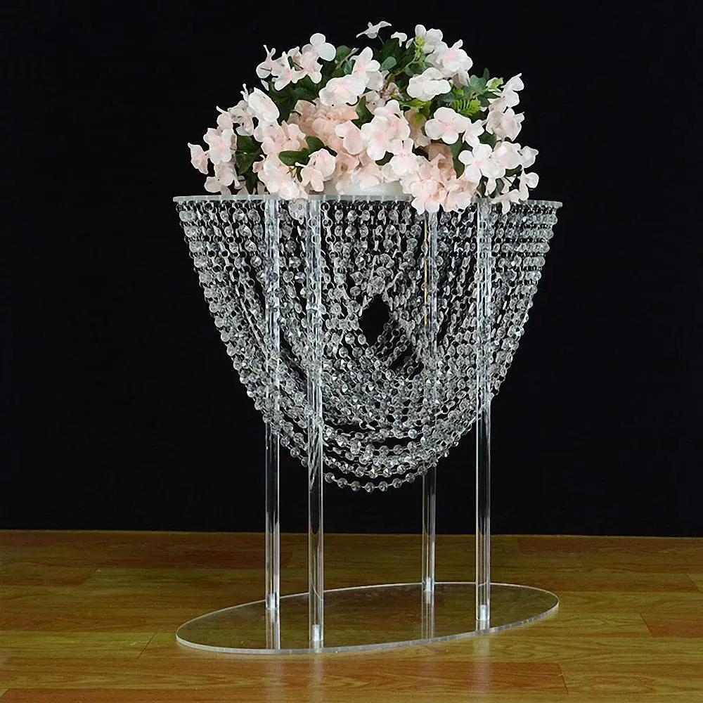 Acrylic Artificial Flower Display Racks Display Decor With Curtain Bead