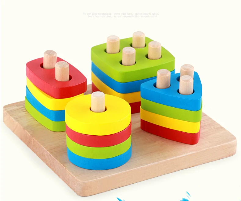 Wooden Sorting & Stacking Toy Kids Educational Learning Toys Geometry ...