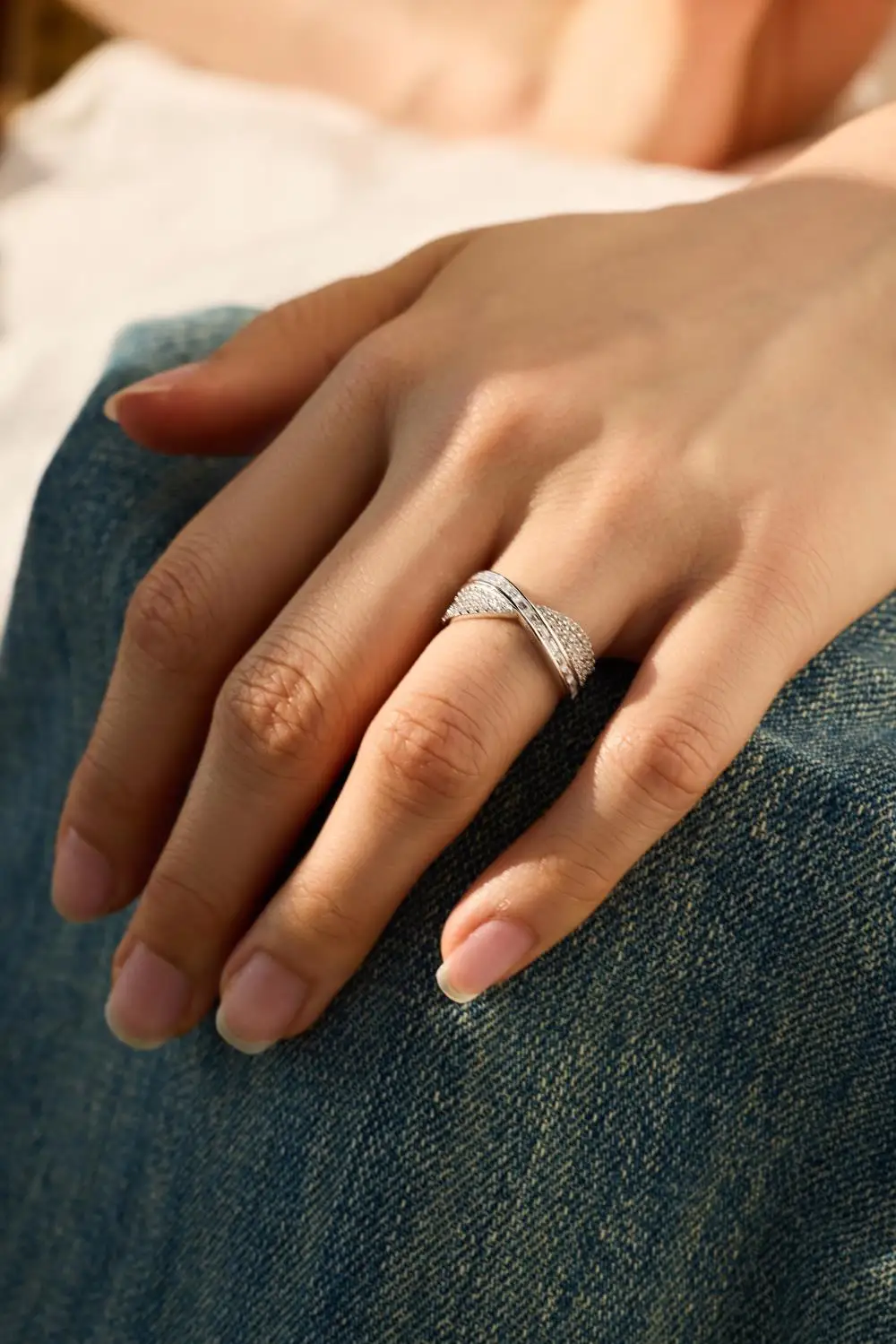 KAKODIY Ins Style Strap Ring Women's Wedding Engagement Ring 925 Sterling Silver Zirconia Ring detail 1