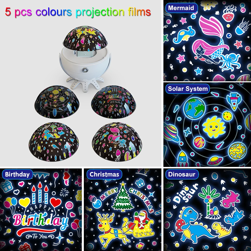 product cute room decor 360 degree rotating 5 films night lights projector birthday gift ideas for kids toddler boy girls-41