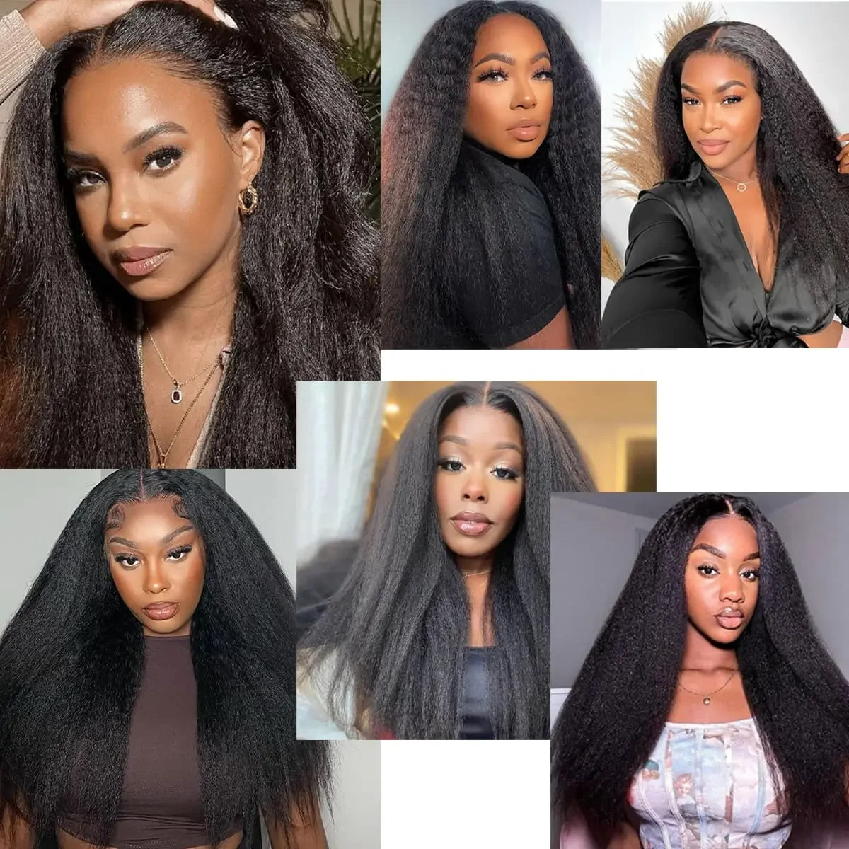 Cabelo humano liso Yaki brasileiro 12a, mechas crespas e lisas, cor natural, em promoção_voghion.com
