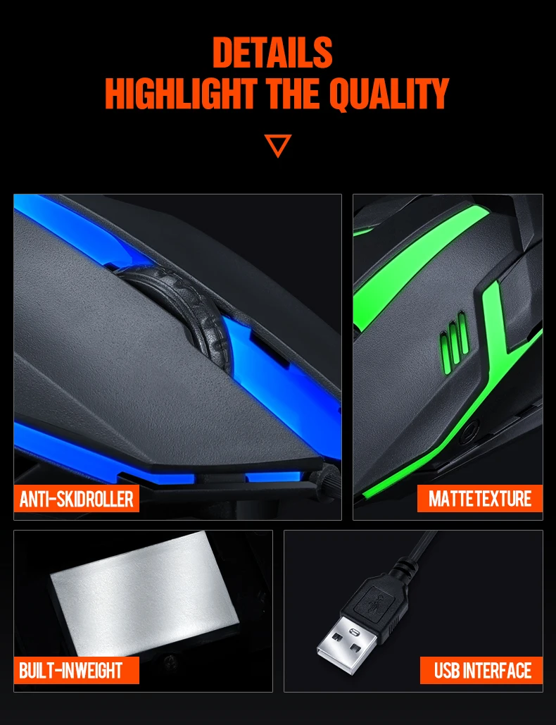 Twolf Backlight Wired Mouse - High Sensitivity Gaming Mouse