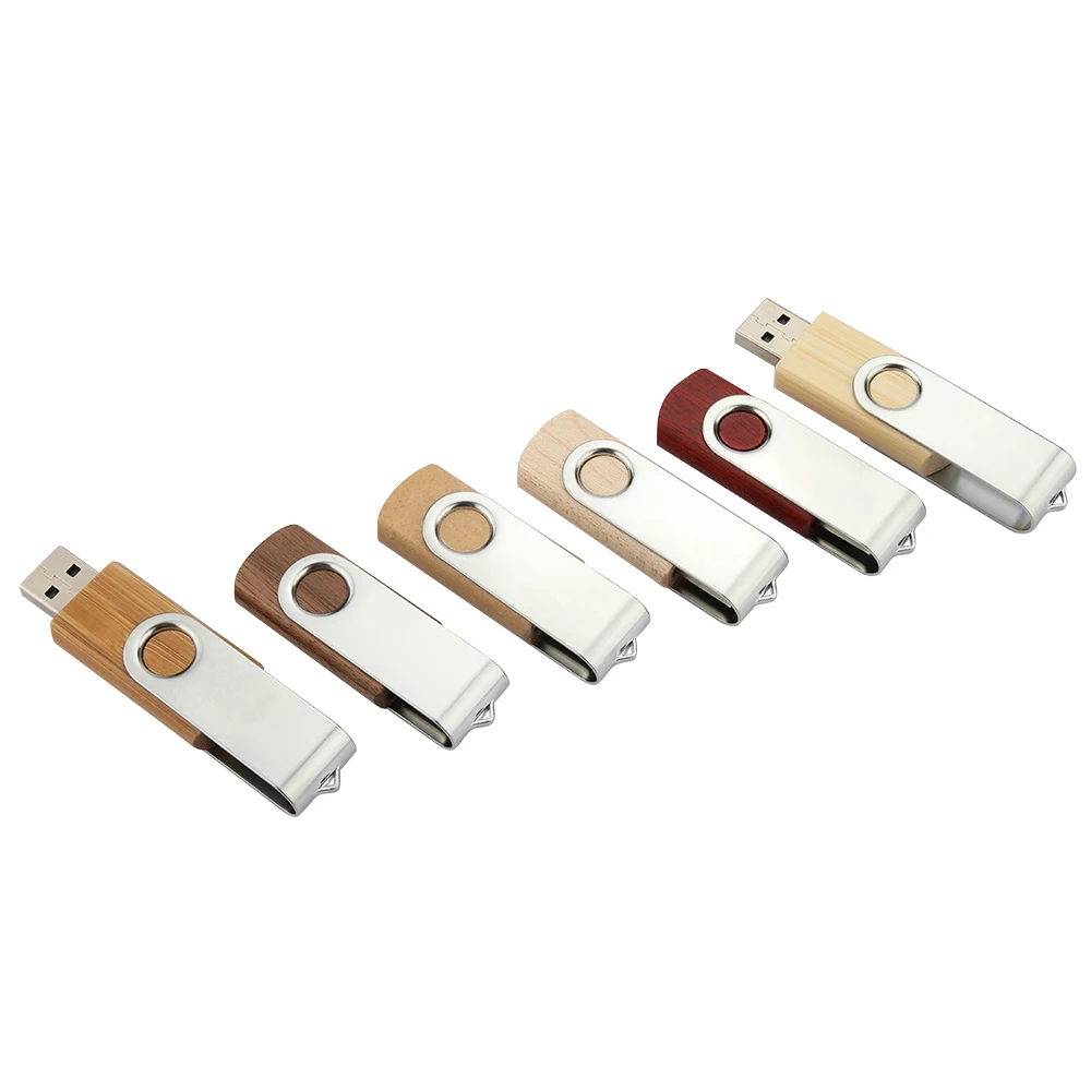 Generic Metal Wooden Swivel Flash Drive Rotating External Storage Memory Stick Usb 2.0 3.0 U Disk Pen Drive