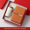 Tasse à café dorée + stylo + carnet