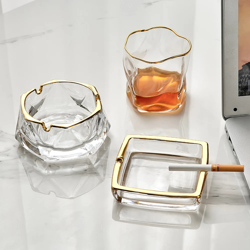 軽量高級家の装飾喫煙アクセサリー金メッキ幾何学クリスタル