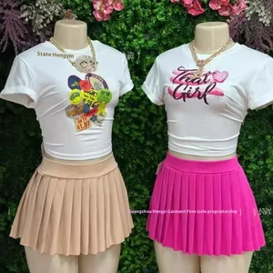 Women's Casual Short-Sleeved Summer T-Shirt Eco-Friendly Wholesale Knitted Fabric O-Neck Cartoon Pattern Various Long Short