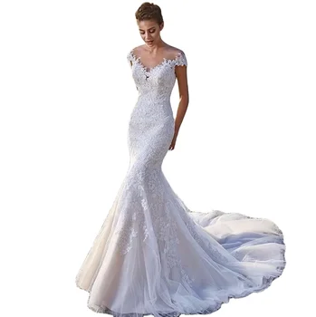 OXGIFT Wholesale alibaba backless lace luxury mermaids modest wedding dress bridal gown for women