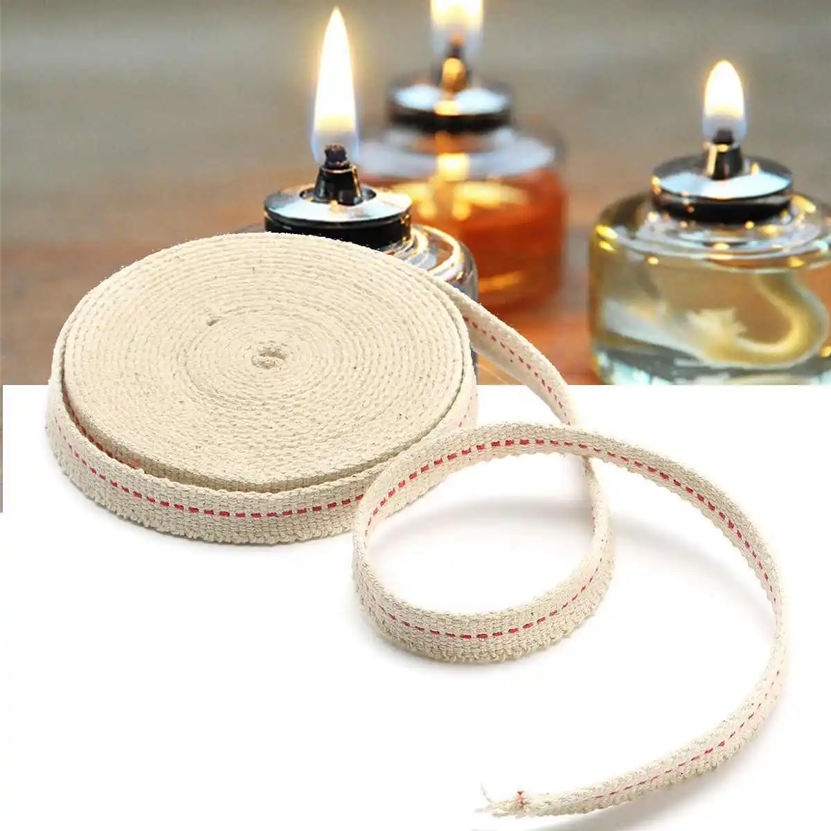 Source 4.5M Feet White Flat Cotton Alcohol Wick Oil Lamp Wicks Burner For  Glass Oil Lamps Accessories on m.
