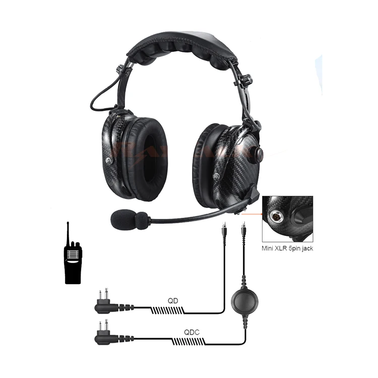 Two Way Radio Headset Heavy-Duty Noise-Canceling Mic Headset with Volume Control Knob and Push-to-talk