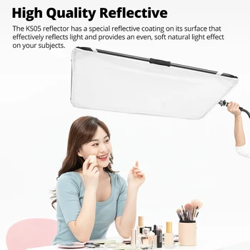 Ambitful KS05 100x100cm 6-in-1 Reflective Diffuser Black Gold White Silver Sun Scrim Handle Bracket Folding Hand Shank Boxed detail image