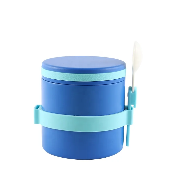 Colorful triple vacuum insulated kids stainless steel thermos food jar with spoon