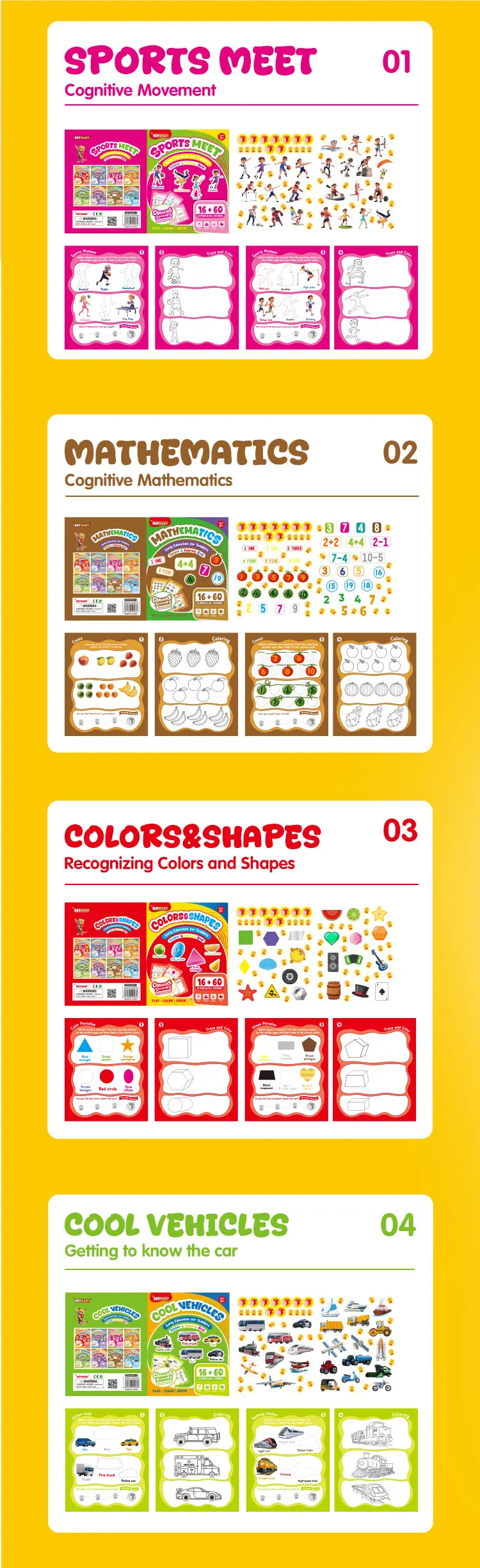 product custom 2026 keybaby learning traceable magic books early educational reward sticker  coloring books for children-8