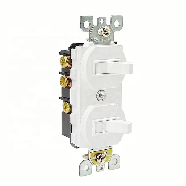 US Standard White 15 Amp 120-Volt Single Pole Combination Dual Toggle Switch for Light