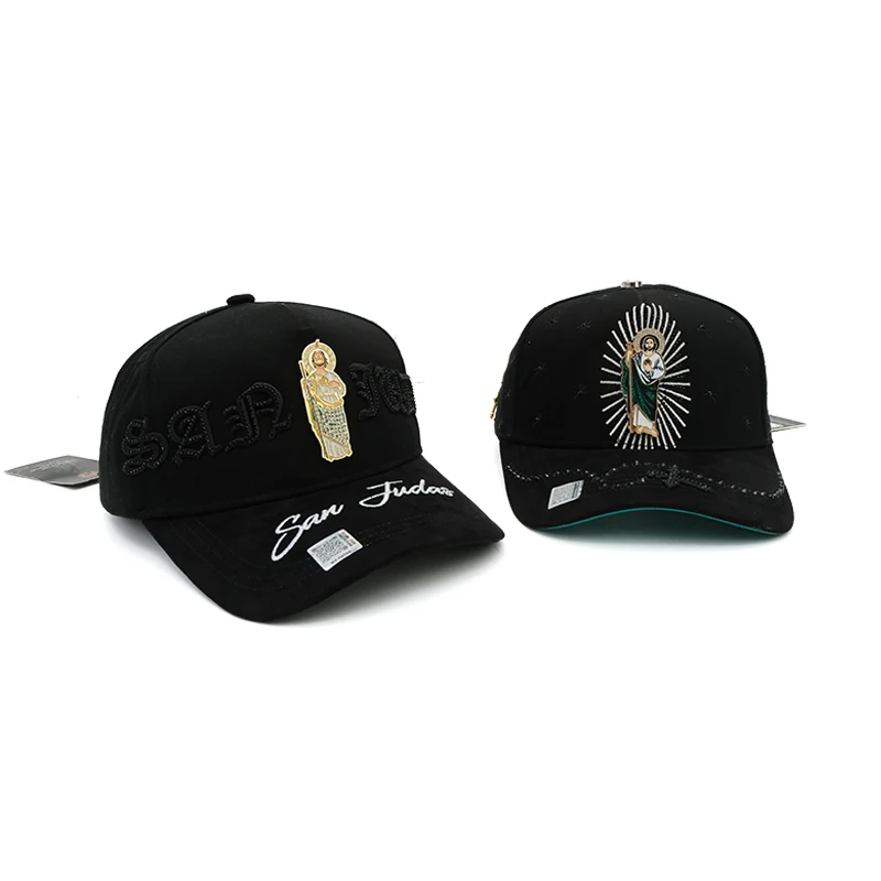 high quality Hot Selling San Judas metal Embroidery logo Rhinestone Adjustable unisex Baseball Cap for man women