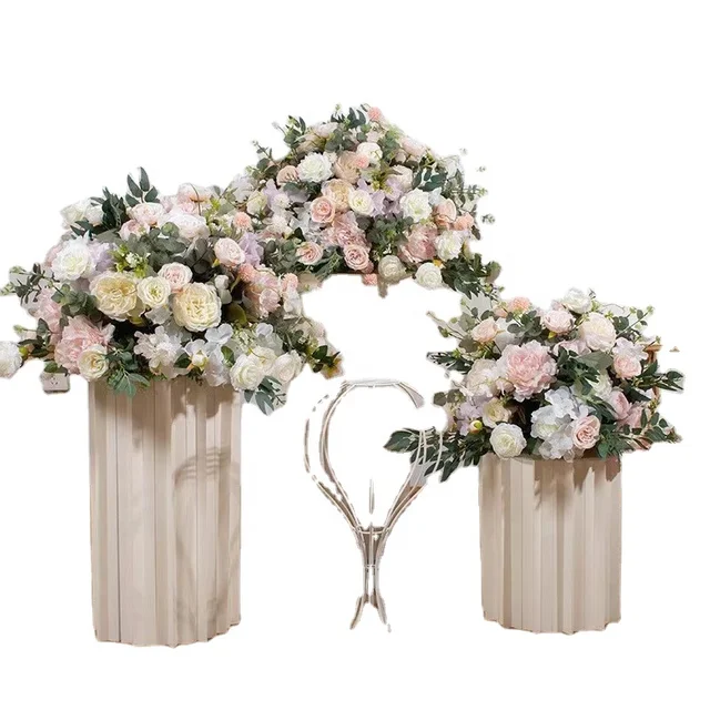 Vintage rose ball road lead flower shelf set, stage background flower ball wedding scene flower ball decoration