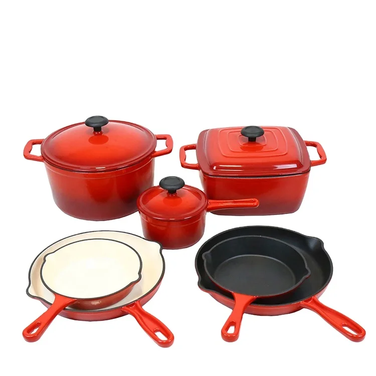 Low MOQ OEM Cast Iron Cookware Sets Enamel Pots and Pans Set - China Cast  Iron Cookware and Cast Iron Casserole price