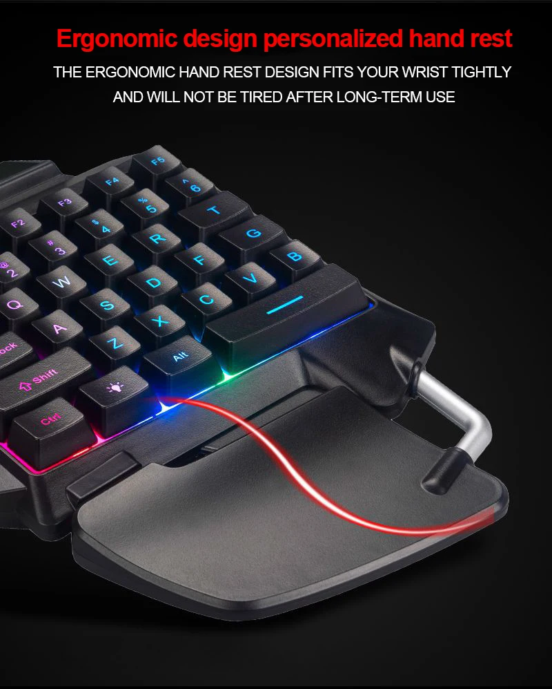 Amazon Popular Mini One Handed Keyboard Colorful RGB Game Wired Keyboard For Mobile Phones Laptops