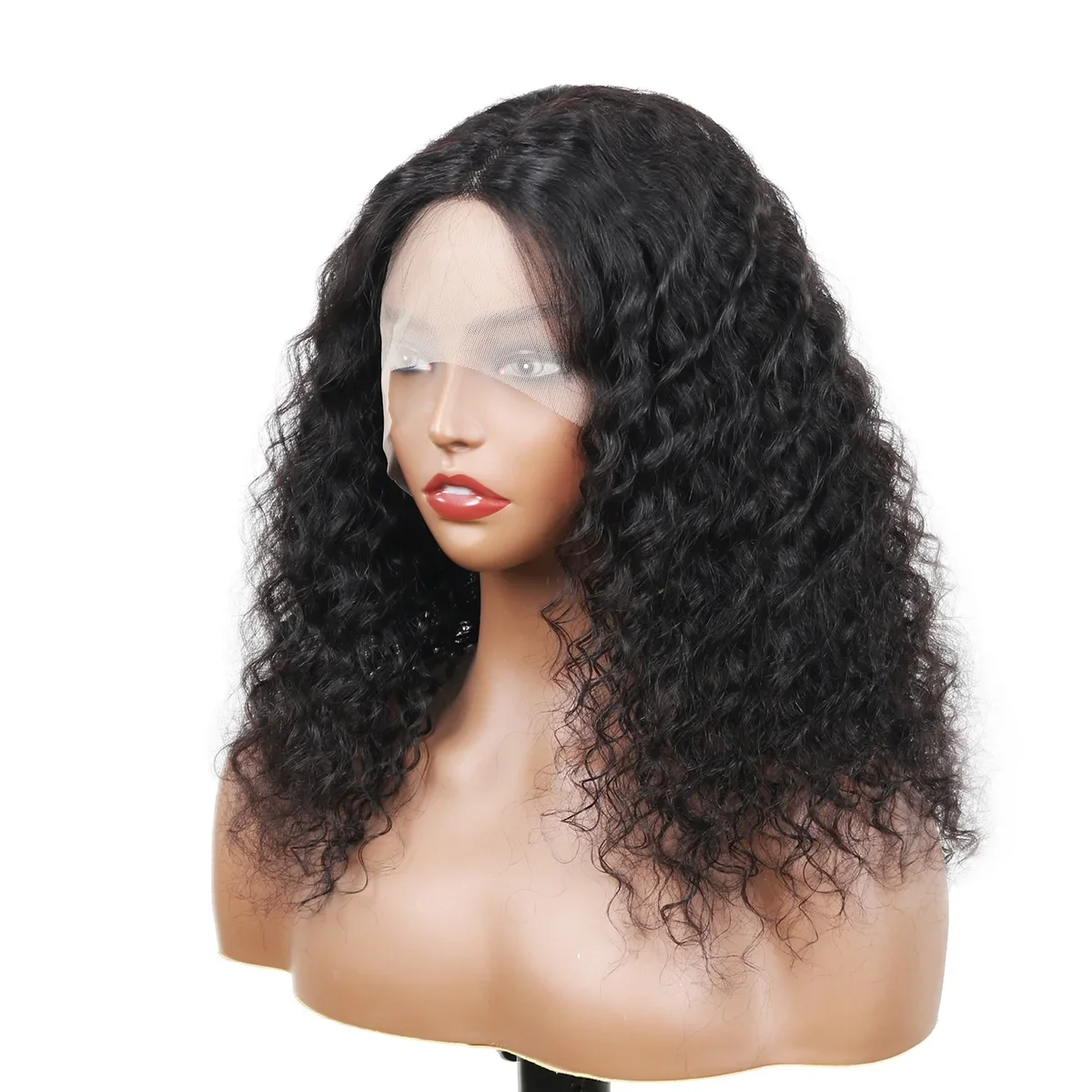 Deep Wave Bob Wig 180 Density T Part Lace Frontal Human Hair Peruvian Remy Curly Short Bob Wig_voghion.com