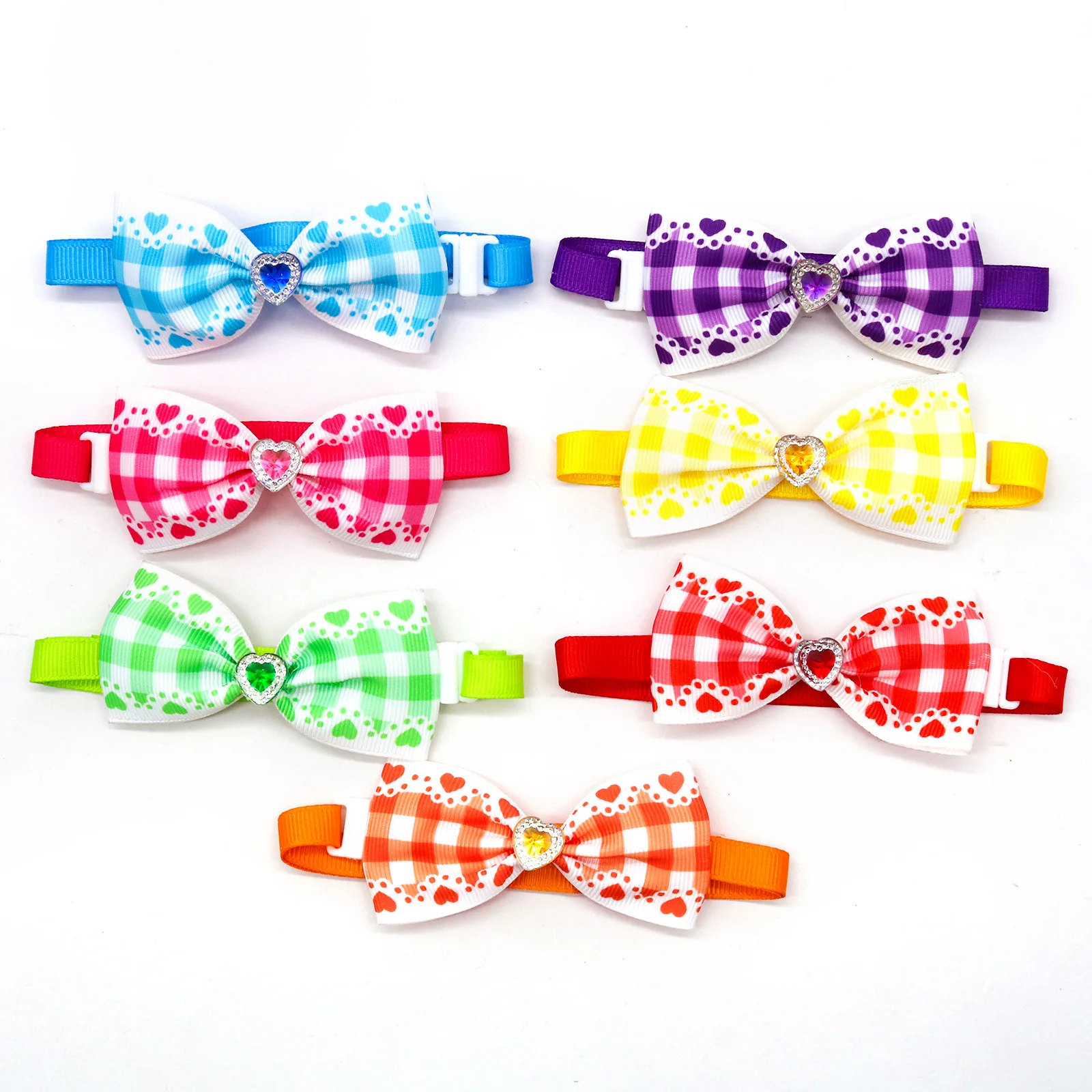 Pet Plaid Love Diamond Bow Tie Collar H267600888fc249c498669bea22563e70C