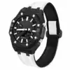 Boîtier de montre en fibre de carbone noire + bracelet en nylon blanc
