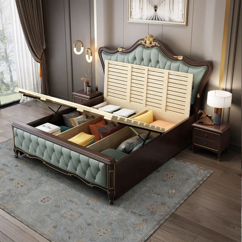 ラグジュアリーモダン レザーベッド キングサイズ 美しい ラグジュアリー レザー ヘッドボード モダン キングサイズ