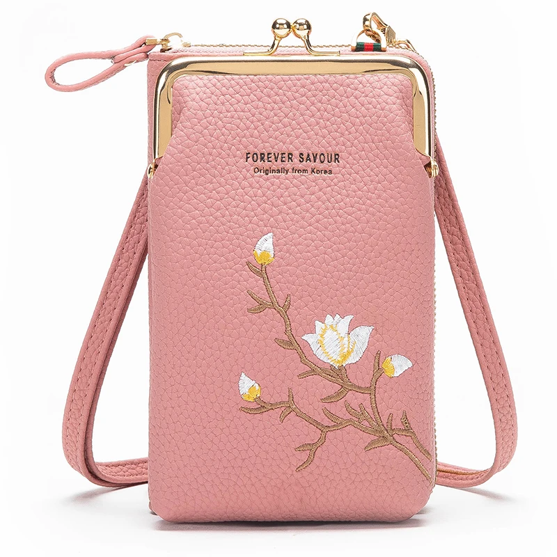 Women's Wallet Shoulder Mini Leather Bag Mobile Phone Bag,Pink