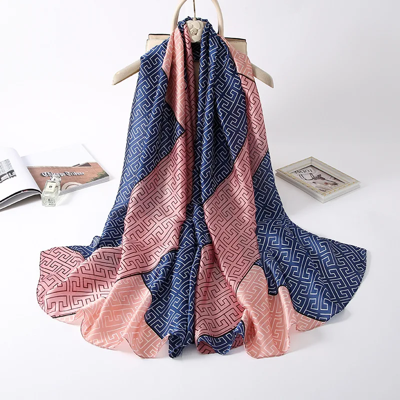 Custom Brand Design Digital Printing  Big  Brand Scarf 2022 New Trending Silk Scarf