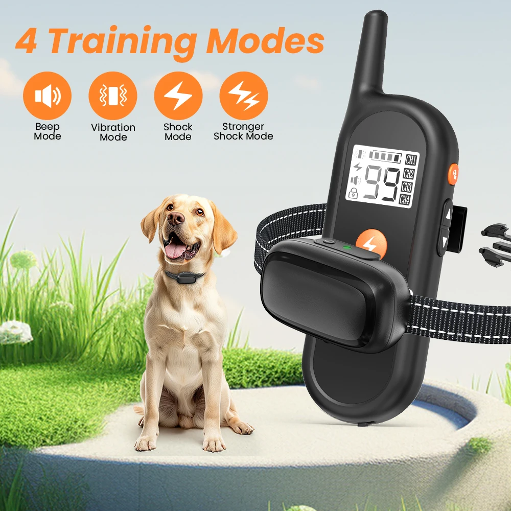 Tize 99 Stufen 4 Modi 300 Meter Hunde-Erziehungshalsband Elektronisches  E-Halsband fr Haustiere mit Sperrknopf