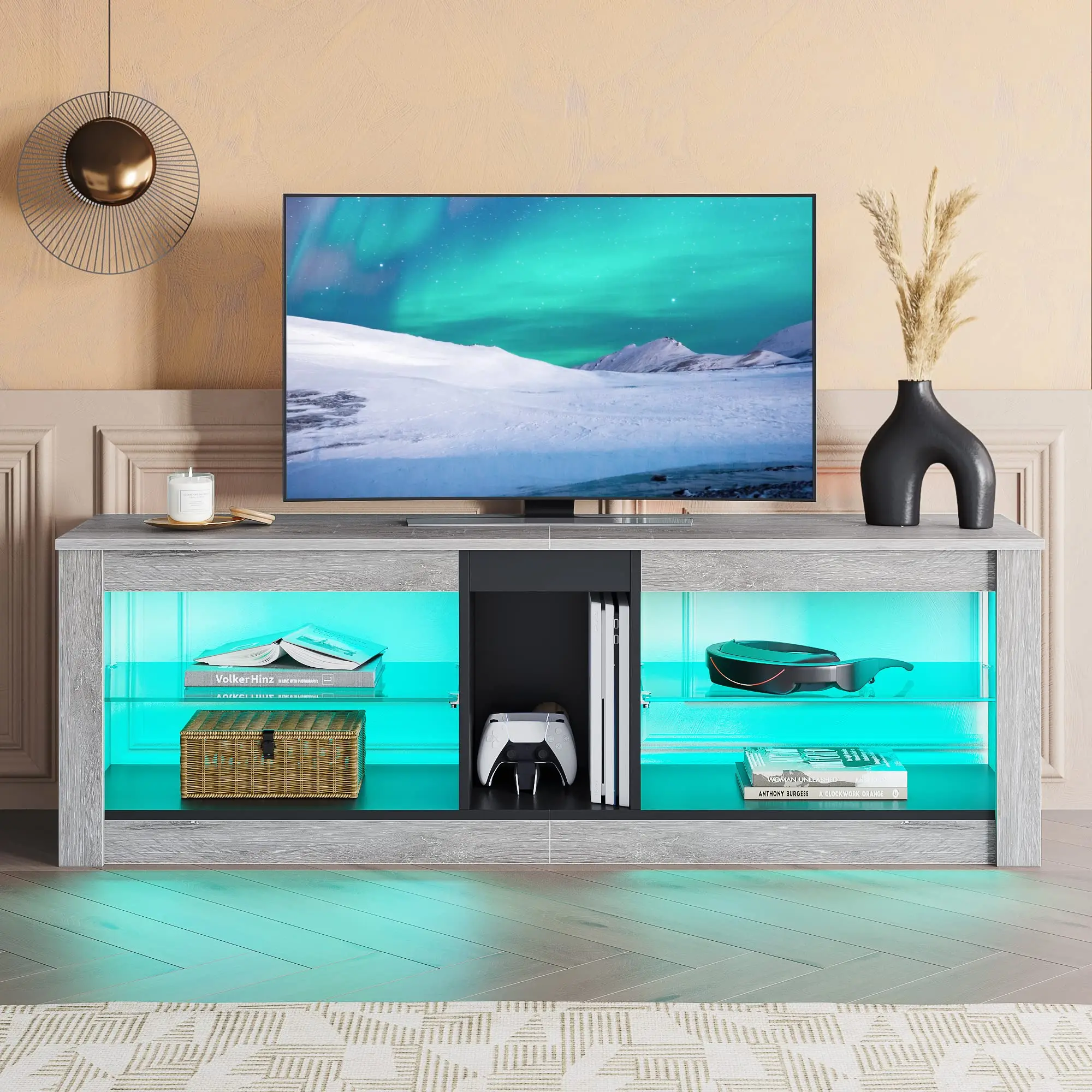 Soporte De Tv De Lujo,Mueble Moderno De Madera Con Luz Led,Mueble De