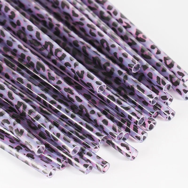 Astor, Reusable Plastic Straws, Leopard Print Straw