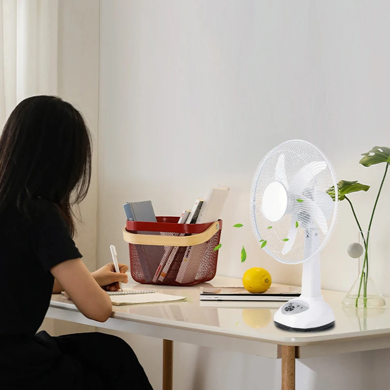 Acdc 16 Inch Emergency Charger Table Fan Oscillating Solar Table Fan