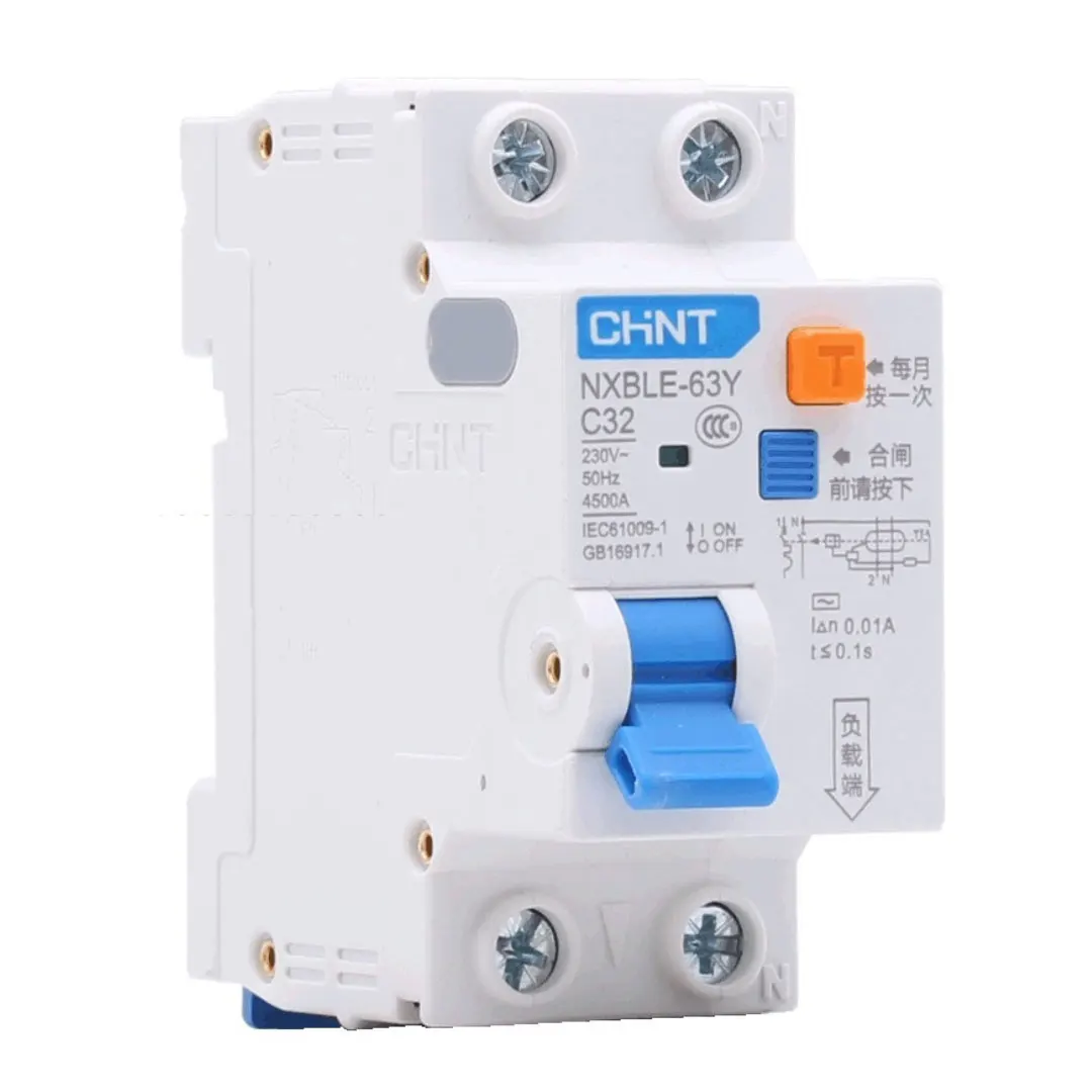 Chint NXBLE-63Y 1P+N 6A 10A 16A 20A 25A 32A 40A 50A 63A 10mA 30mA 50mA 100mA 300mA CHNT RCBO Residual Current Circuit Breaker