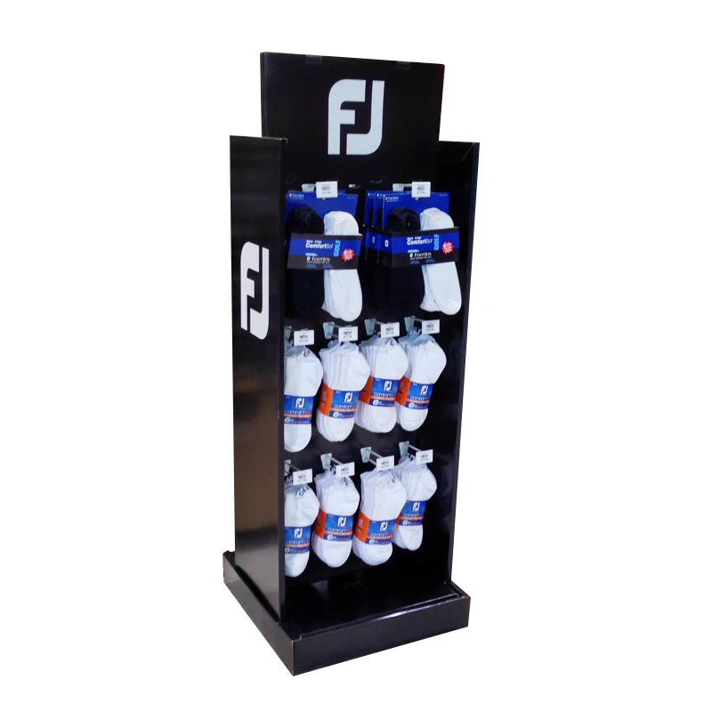 Shops Floor Cardboard Pos Carton Display with Hooks Sports Product Pegboard Hanging Socks Display Stand with Hooks