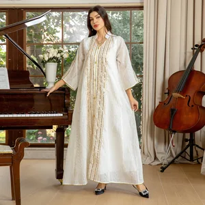 Luxury Abaya Dubai Fashion Women Muslim Solid Long Sleeve Casual Dress Islamic