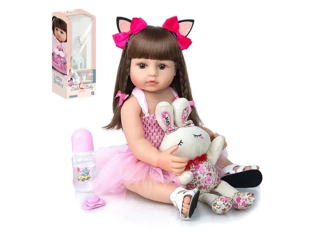 Compre Npk 55cm bebe boneca reborn criança menina rosa princesa