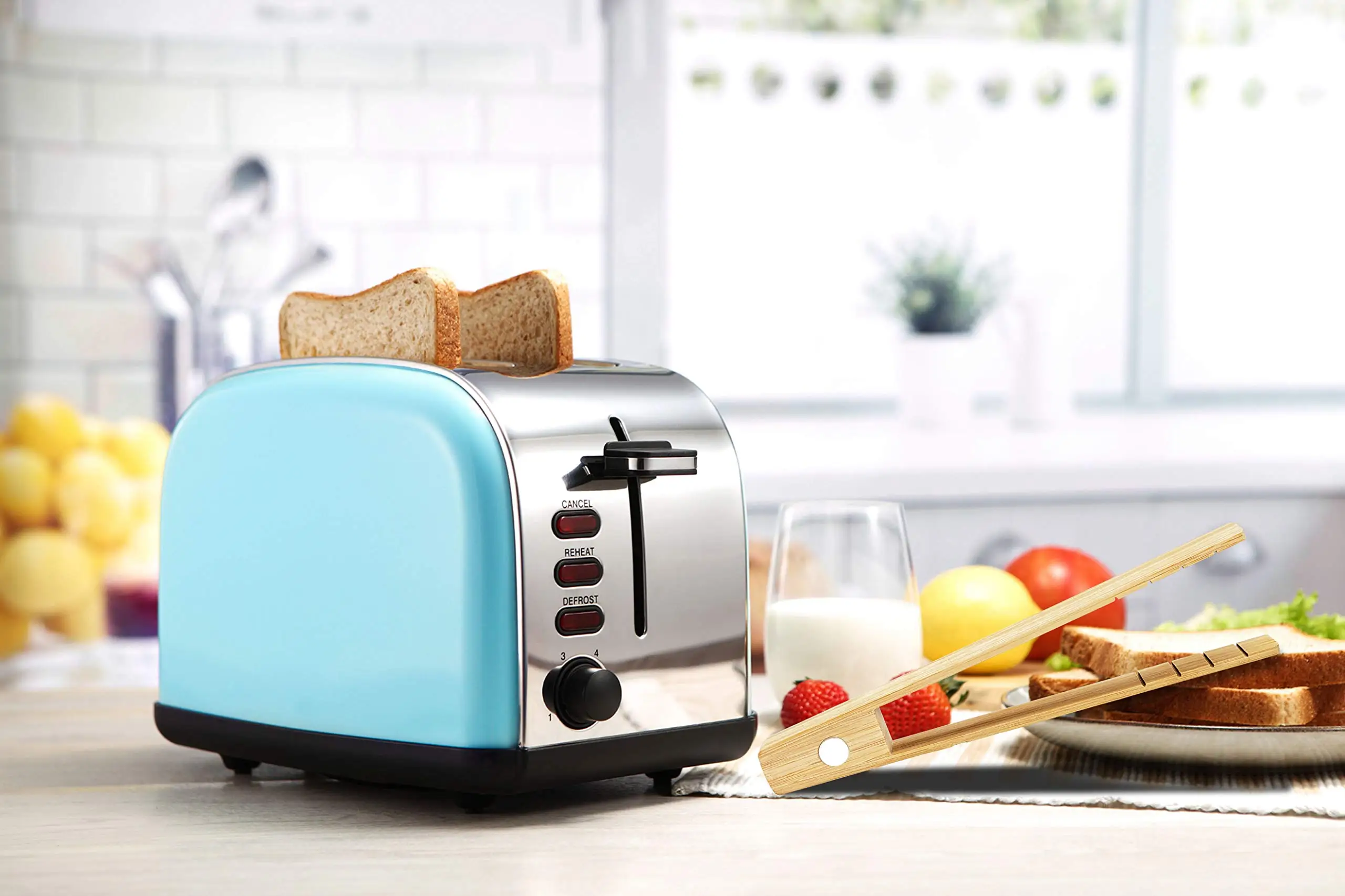 2024 Горячие бамбуковые щипцы для тостера из натурального дерева кухонные тосты экологически чистые космические