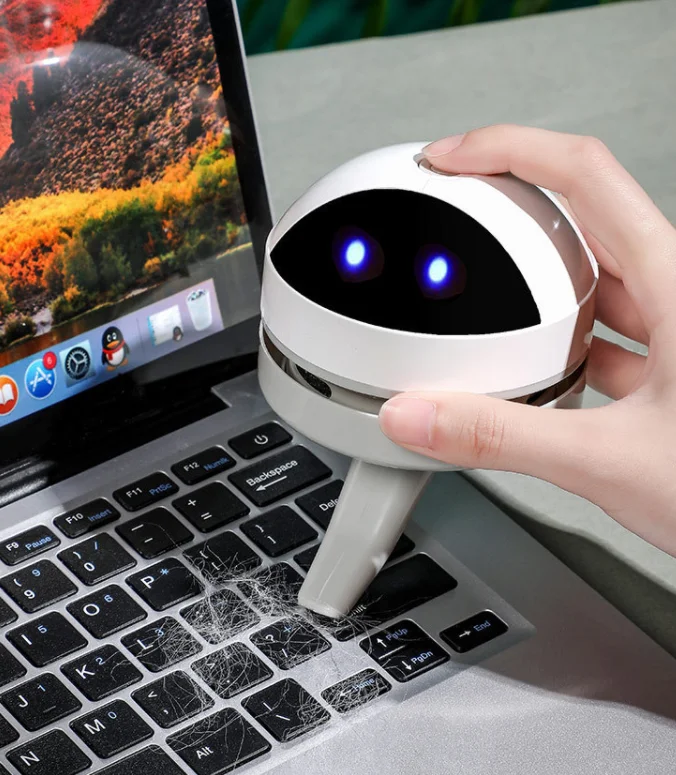 Robot Shape Mini Vacuum Cleaner Desk Table Dust Vacuum Table Sweeper Desktop Cleaner With Clean Brush for Home Office