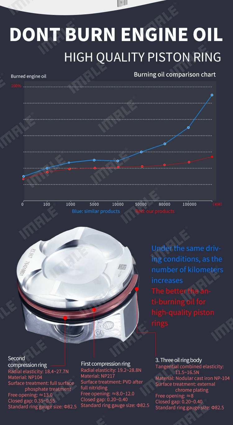 High Power Motor Engine Parts Ea888 Piston Ring And Piston Kits For Bmw
