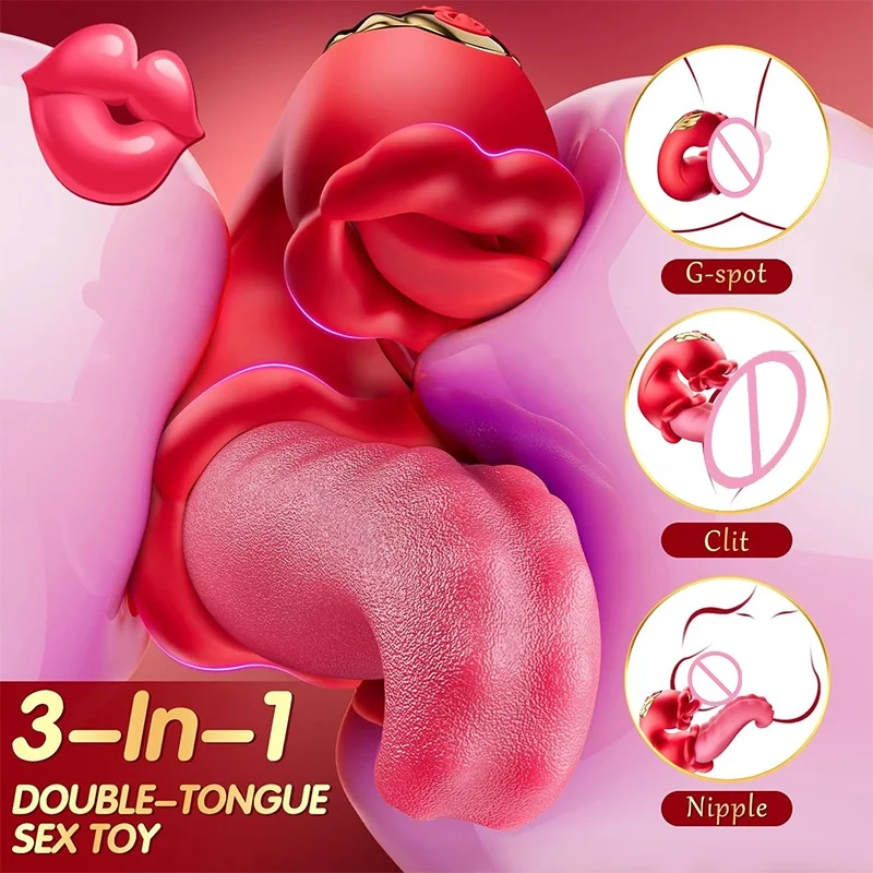 3 in 1 Tongue Swing Tease Vibrator Mouth Biting Clitoral Nipple Stimulator Clit G Spot Pleasure Tools Sex Toys for Women Couples