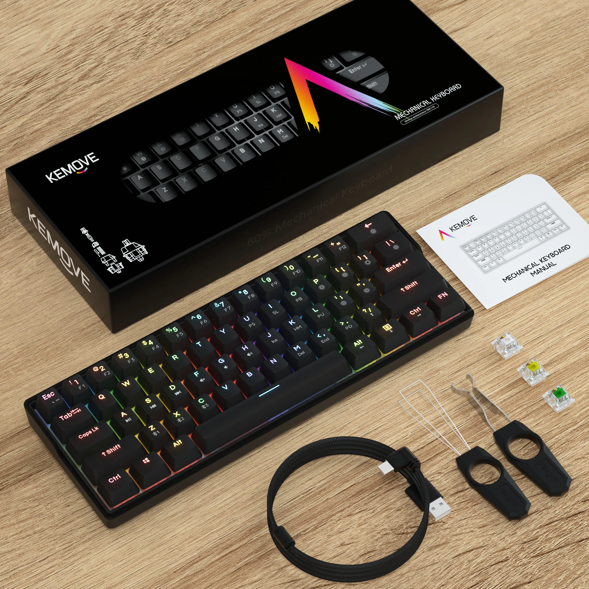 インターフ Kemove Shadow Dk61rgbデュアルモード60% ホットスワップ