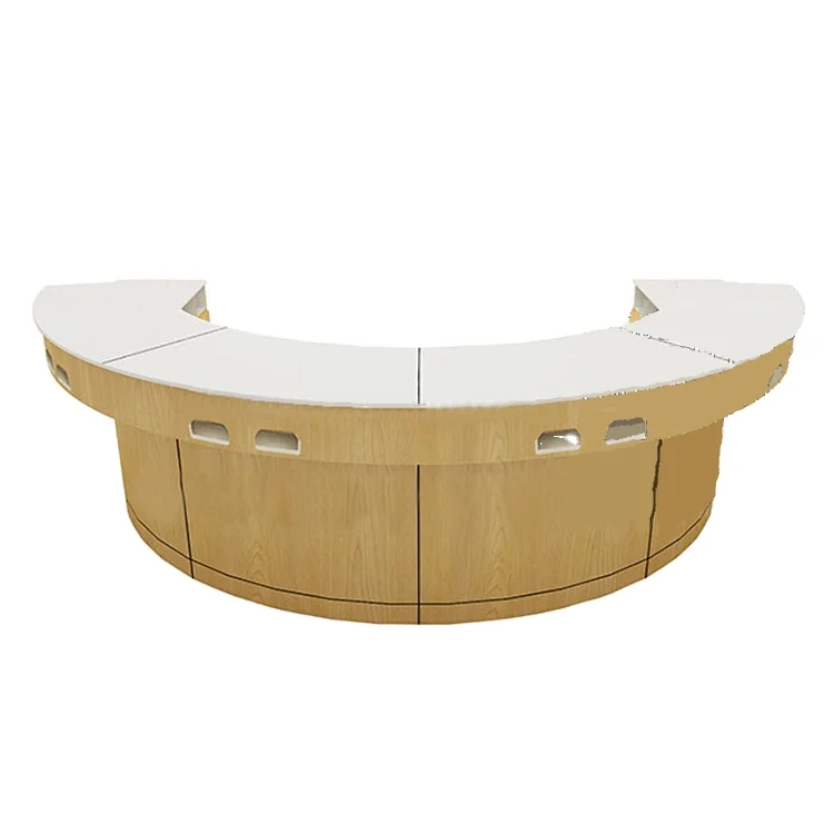 Bomacy Hot Sale Modern Wooden Bar Table Half Round Salon Furniture Reception Desk Light Luxury