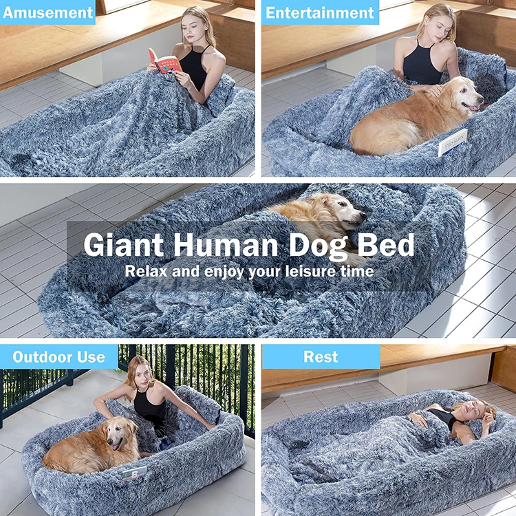 New Modern Designer Human Bed Dog Large Lounger Fluffy Cozy High