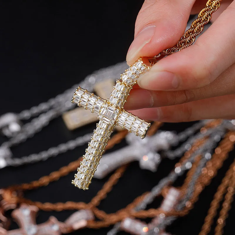 gold rope chain with diamond cross