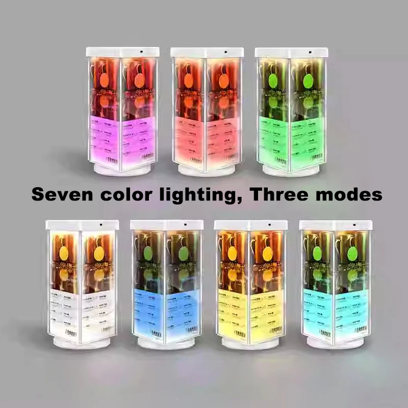 LED Rechargeable Rotating Three Sided Luminous Display Board Light Box Triangular Display Stand