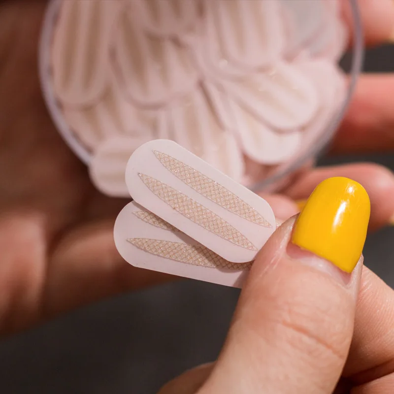 Кружевные сетчатые двусторонние наклейки для век, женские двусторонние бесшовные натуральные большие глаза, Невидимая сетка