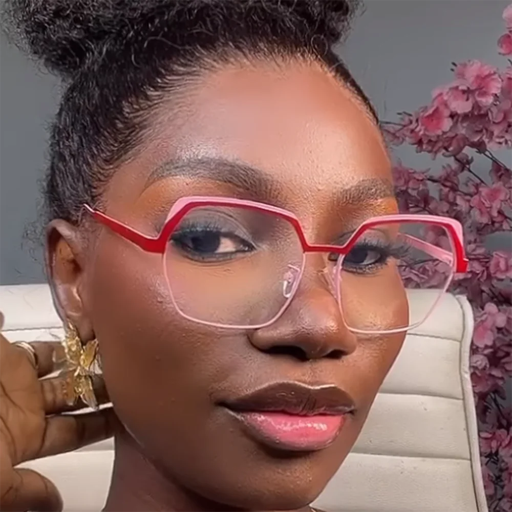 Women Blue Light Blocking Computer Glasses 2026 Fashion Metal Polygon Eyeglasses Frame Anti Radiation Transparent Optics Eyewear