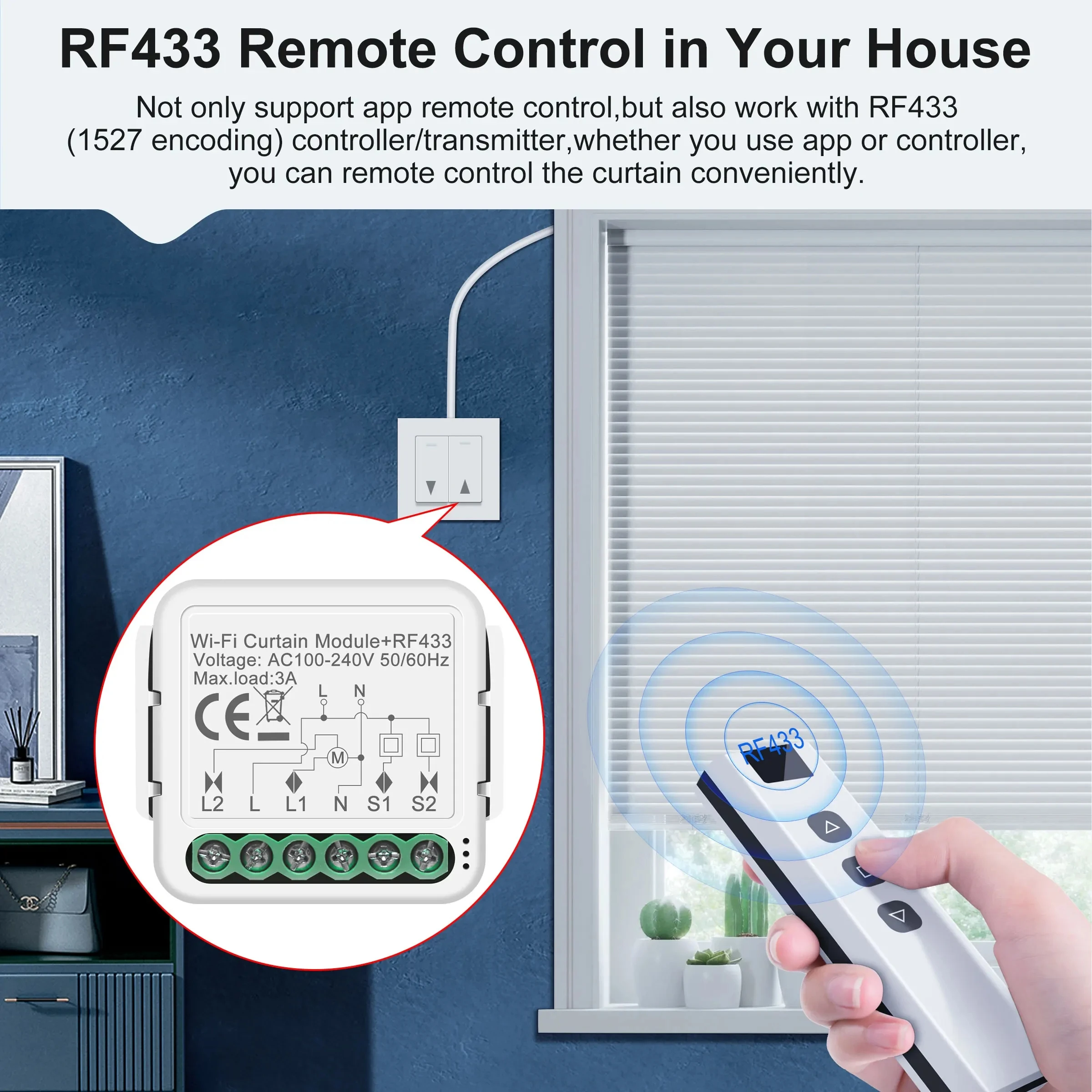 Luminea Home Control controllo tapparelle wifi: Modulo Wi-Fi da incasso per il controllo intelligente delle tapparelle tramite app e voce (attuatore tapparella WLAN